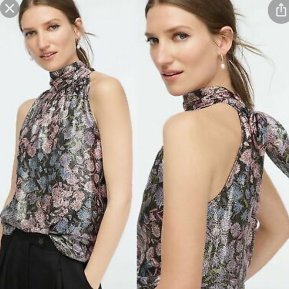NWT Tie Neck Shimmering Floral Jacquard. - Picture 3 of 9